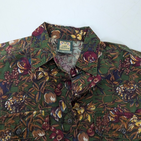 90s Floral Button Down Blouse Long Sleeve Vintage Baggy Relaxed Fit Oversized - Picture 4 of 8